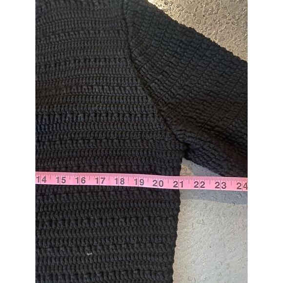 Vintage 90s Black Chunky Knit Cardigan Crochet Cottage Witchy Grandma Sweater XL - Picture 14 of 14